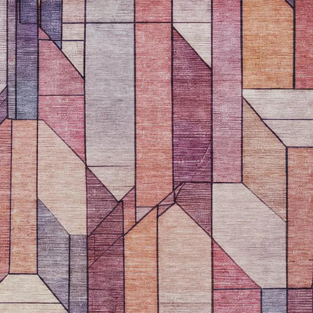3' X 5' Pink And Mauve Geometric Washable Indoor Outdoor Area Rug Homeroots Outdoor