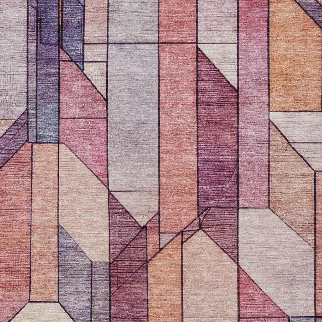 3' X 5' Pink And Mauve Geometric Washable Indoor Outdoor Area Rug Homeroots Outdoor