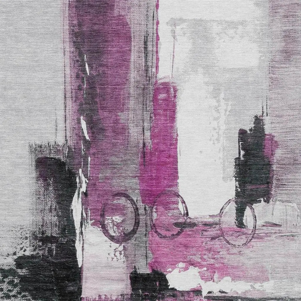 3' X 5' Pink And Silver Abstract Washable Indoor Outdoor Area Rug Homeroots Outdoor