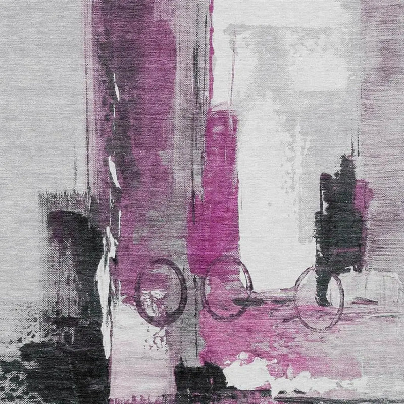 3' X 5' Pink And Silver Abstract Washable Indoor Outdoor Area Rug Homeroots Outdoor