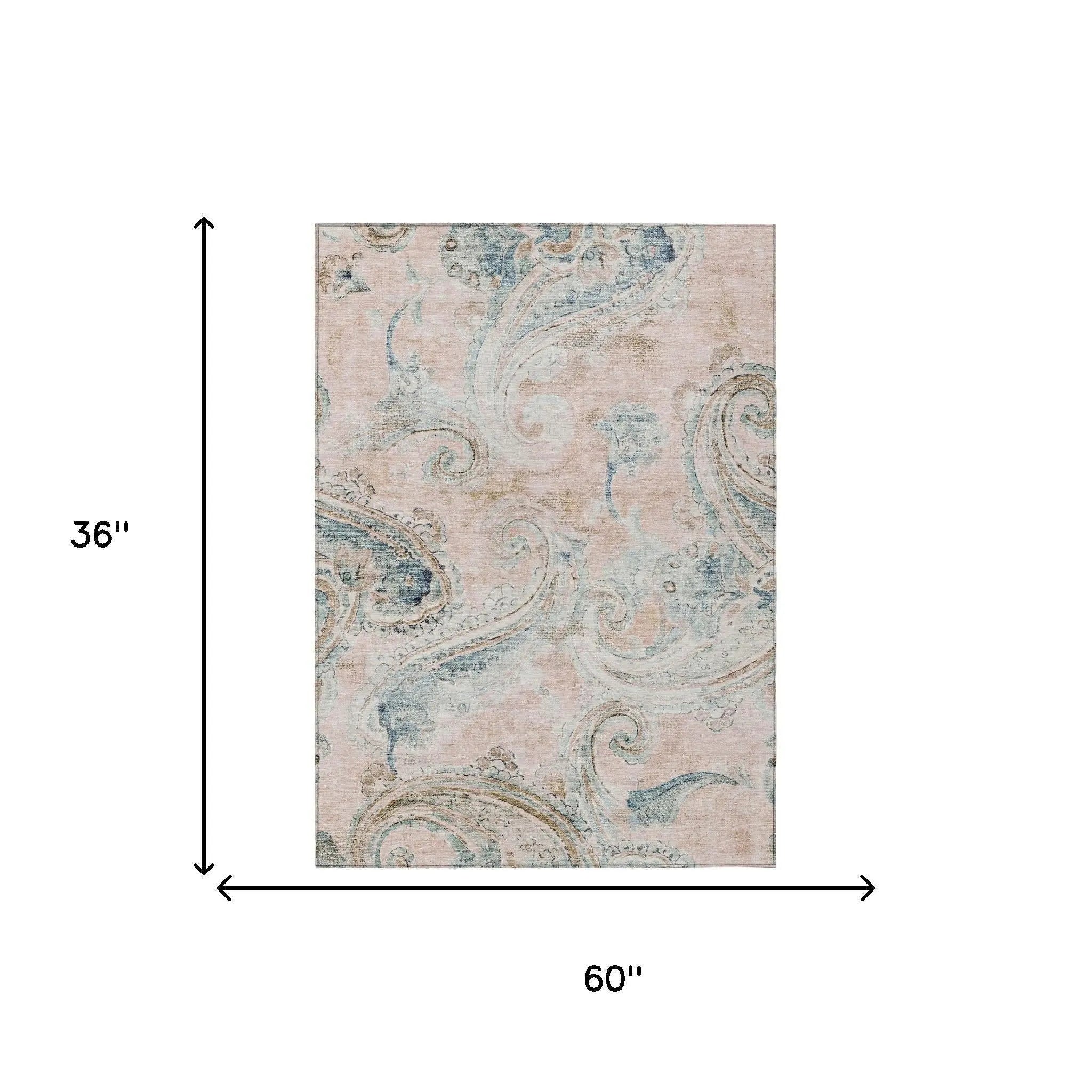 3' X 5' Pink And Silver Paisley Washable Indoor Outdoor Area Rug Homeroots Outdoor