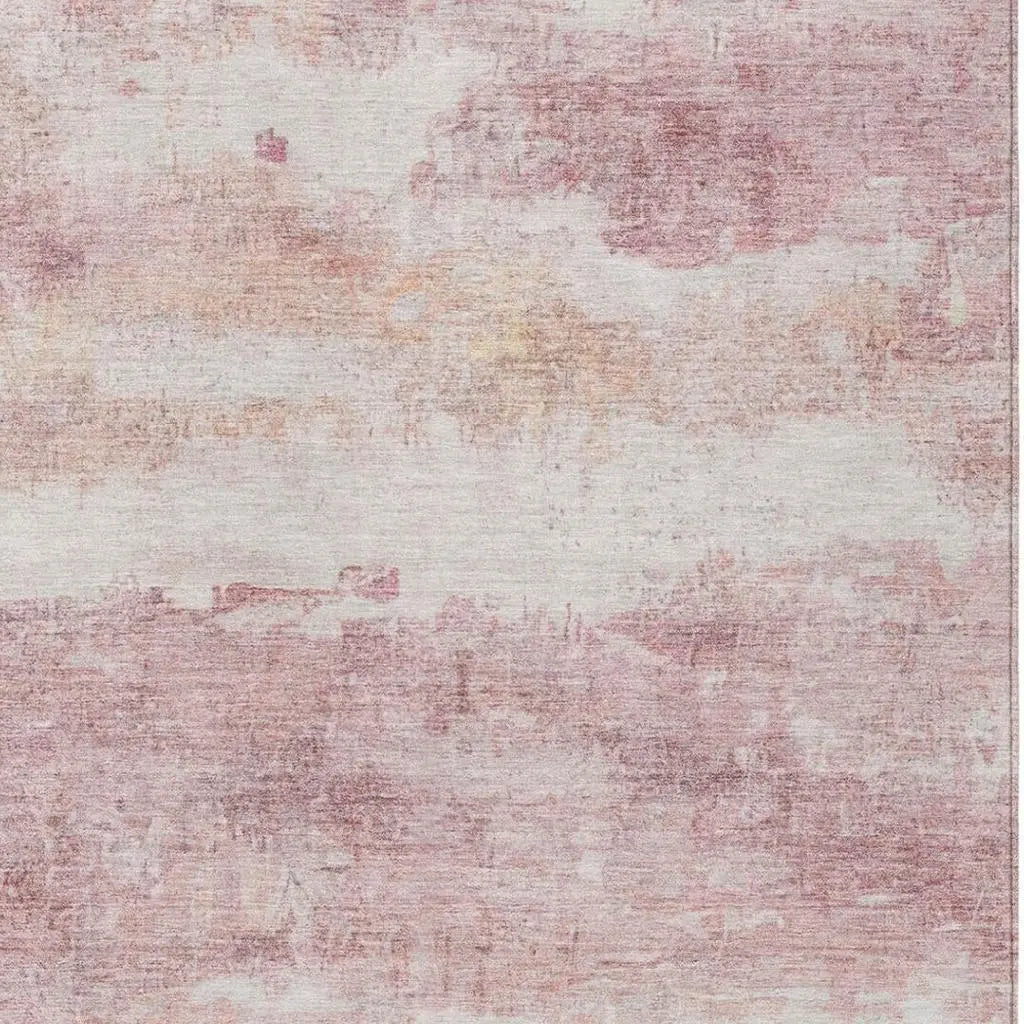 3' X 5' Pink And Tan Abstract Washable Indoor Outdoor Area Rug Homeroots Outdoor