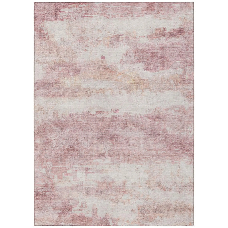 3' X 5' Pink And Tan Abstract Washable Indoor Outdoor Area Rug Homeroots Outdoor