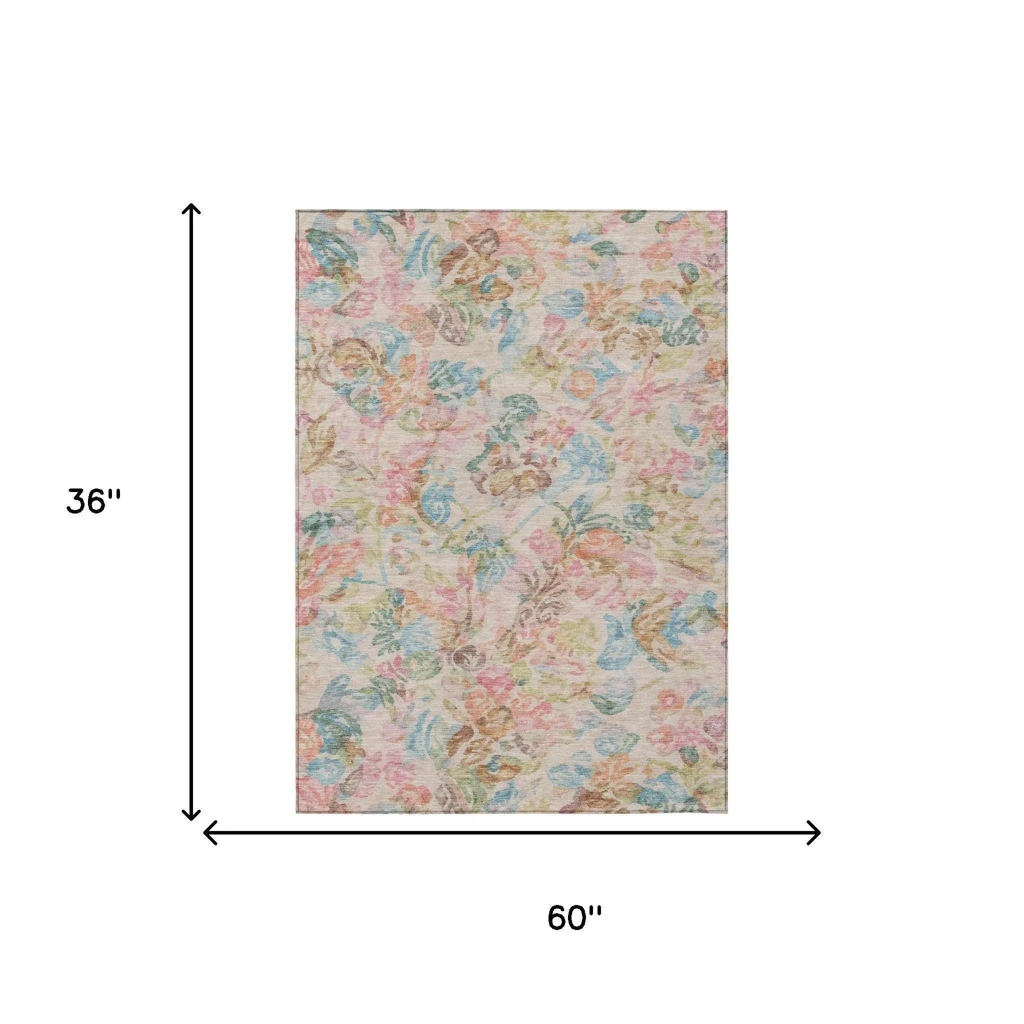 3' X 5' Pink And Tan Floral Washable Indoor Outdoor Area Rug Homeroots Outdoor