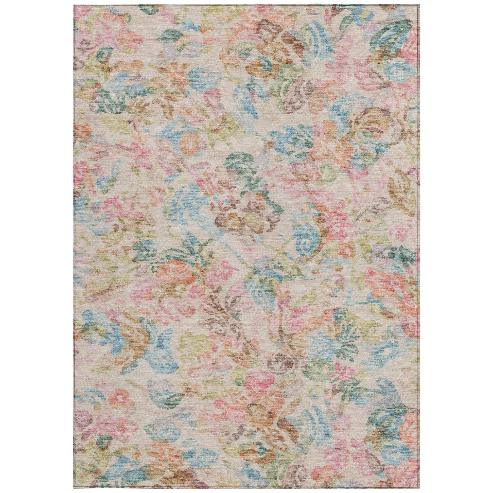 3' X 5' Pink And Tan Floral Washable Indoor Outdoor Area Rug Homeroots Outdoor