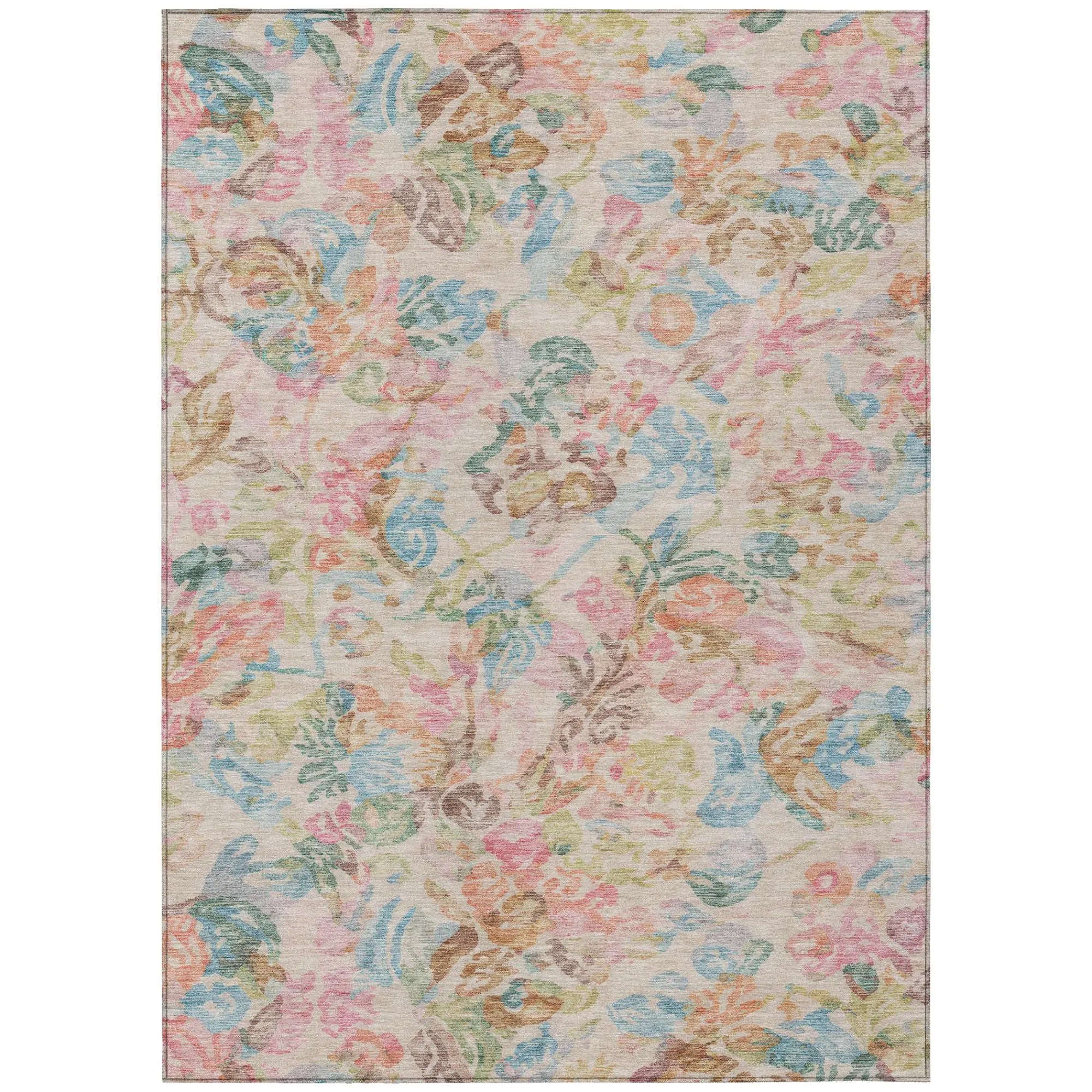 3' X 5' Pink And Tan Floral Washable Indoor Outdoor Area Rug Homeroots Outdoor