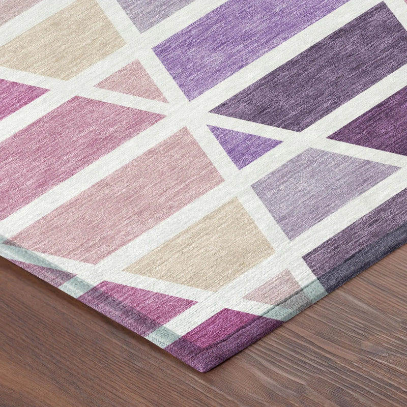 3' X 5' Pink And White Geometric Washable Indoor Outdoor Area Rug Homeroots Outdoor