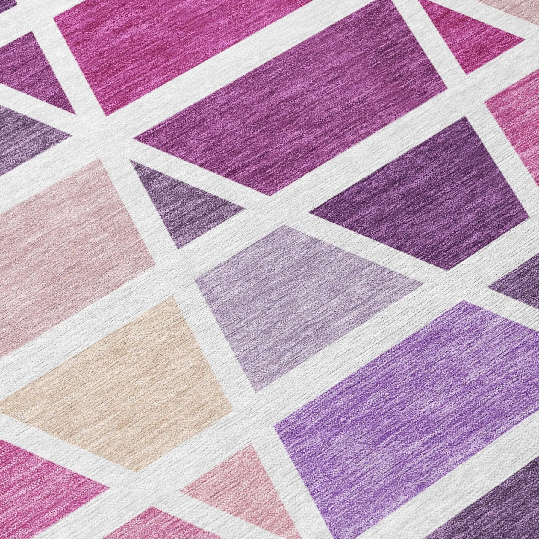 3' X 5' Pink And White Geometric Washable Indoor Outdoor Area Rug Homeroots Outdoor