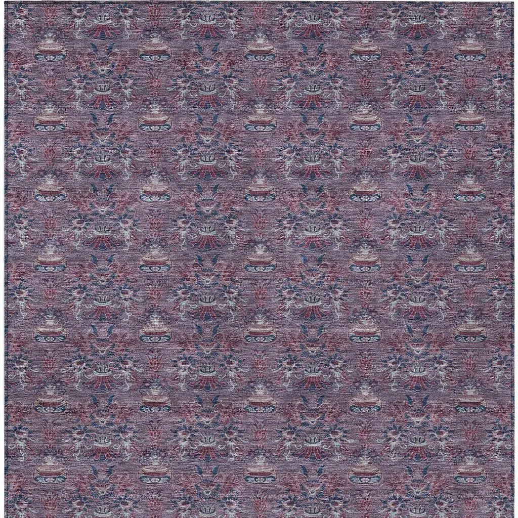 3' X 5' Plum And Gray Floral Washable Indoor Outdoor Area Rug Homeroots Outdoor