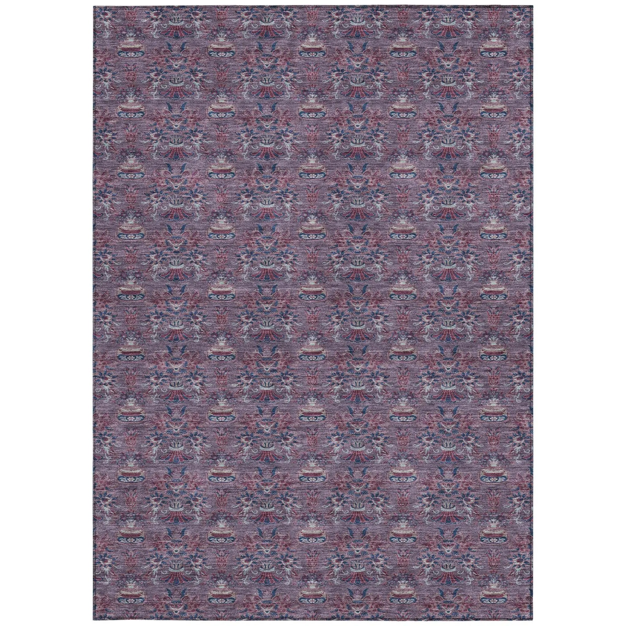 3' X 5' Plum And Gray Floral Washable Indoor Outdoor Area Rug Homeroots Outdoor