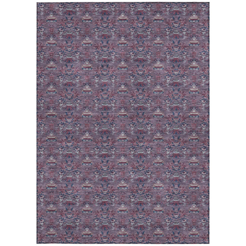 3' X 5' Plum And Gray Floral Washable Indoor Outdoor Area Rug Homeroots Outdoor