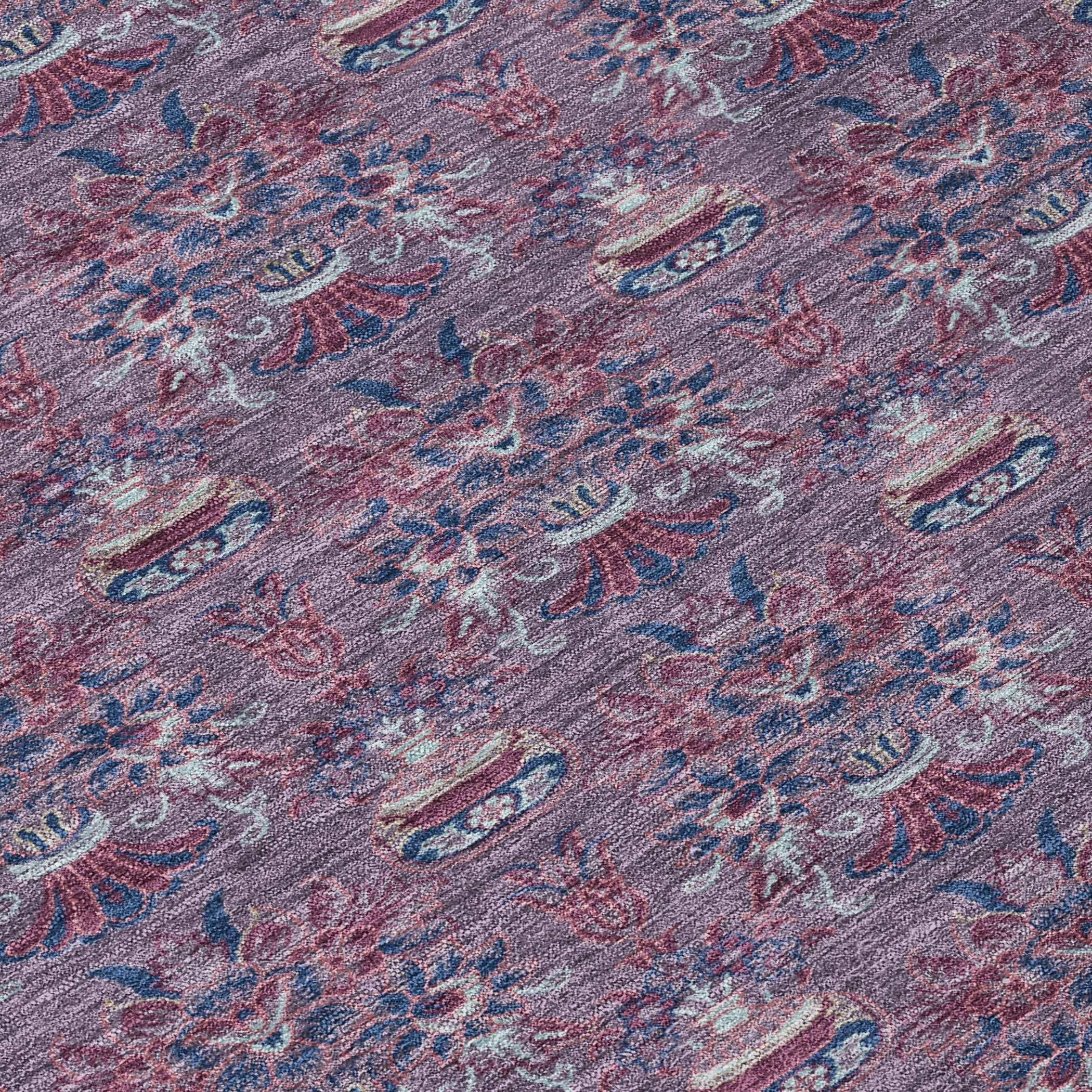 3' X 5' Plum And Gray Floral Washable Indoor Outdoor Area Rug Homeroots Outdoor