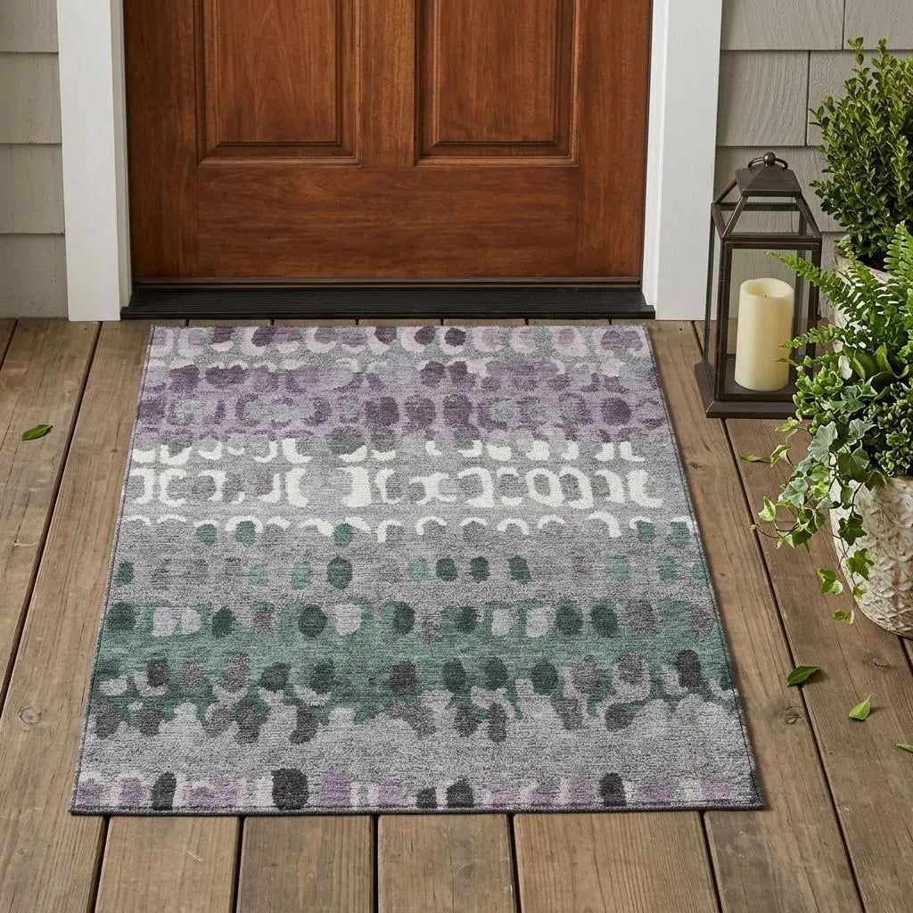 3' X 5' Plum And Gray Geometric Washable Indoor Outdoor Area Rug Homeroots Outdoor