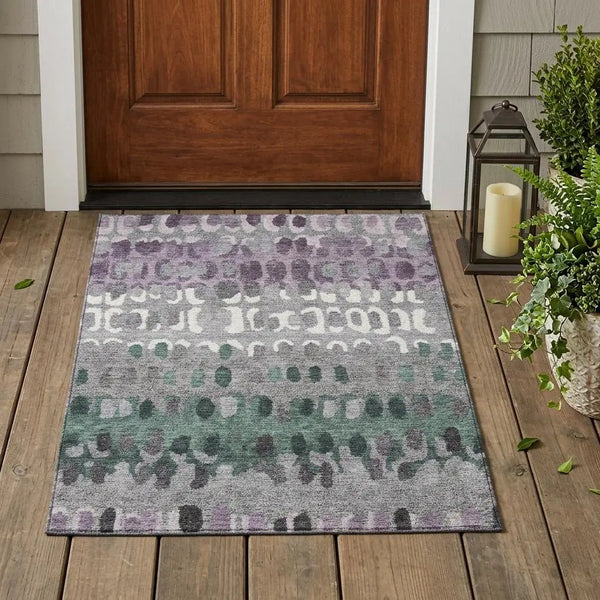 3' X 5' Plum And Gray Geometric Washable Indoor Outdoor Area Rug Homeroots Outdoor