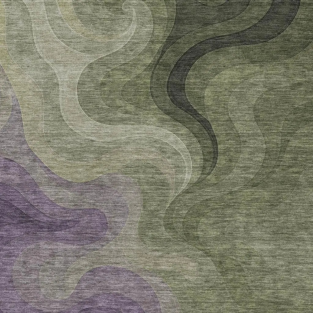 3' X 5' Plum And Green Abstract Washable Indoor Outdoor Area Rug Homeroots Outdoor