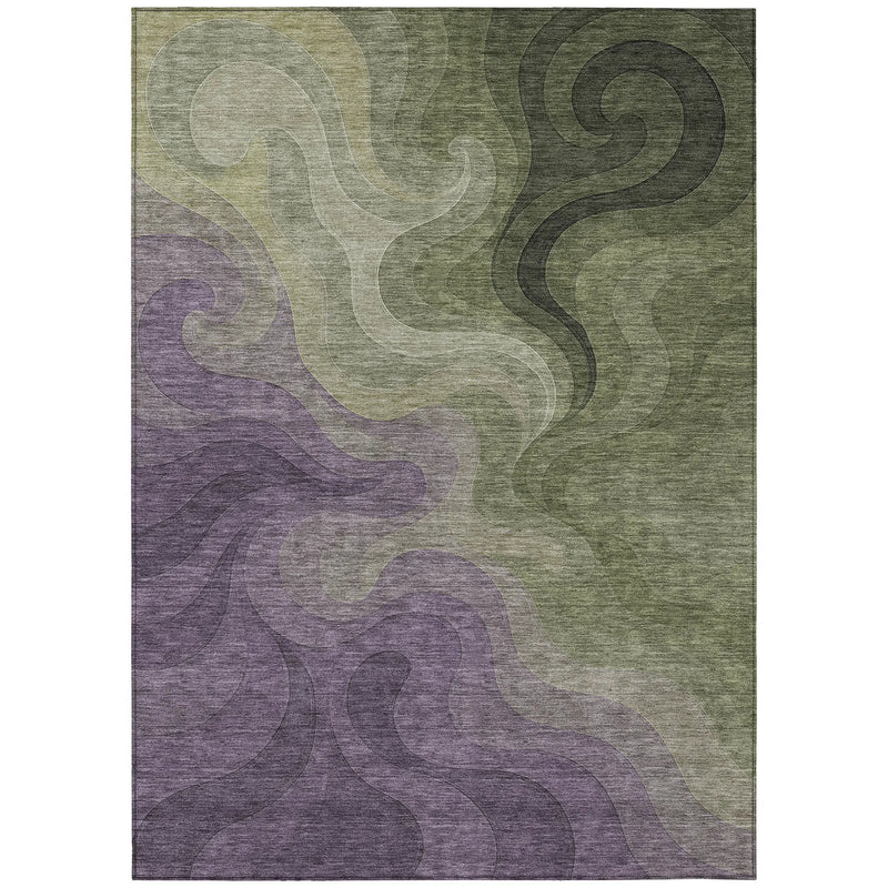 3' X 5' Plum And Green Abstract Washable Indoor Outdoor Area Rug Homeroots Outdoor