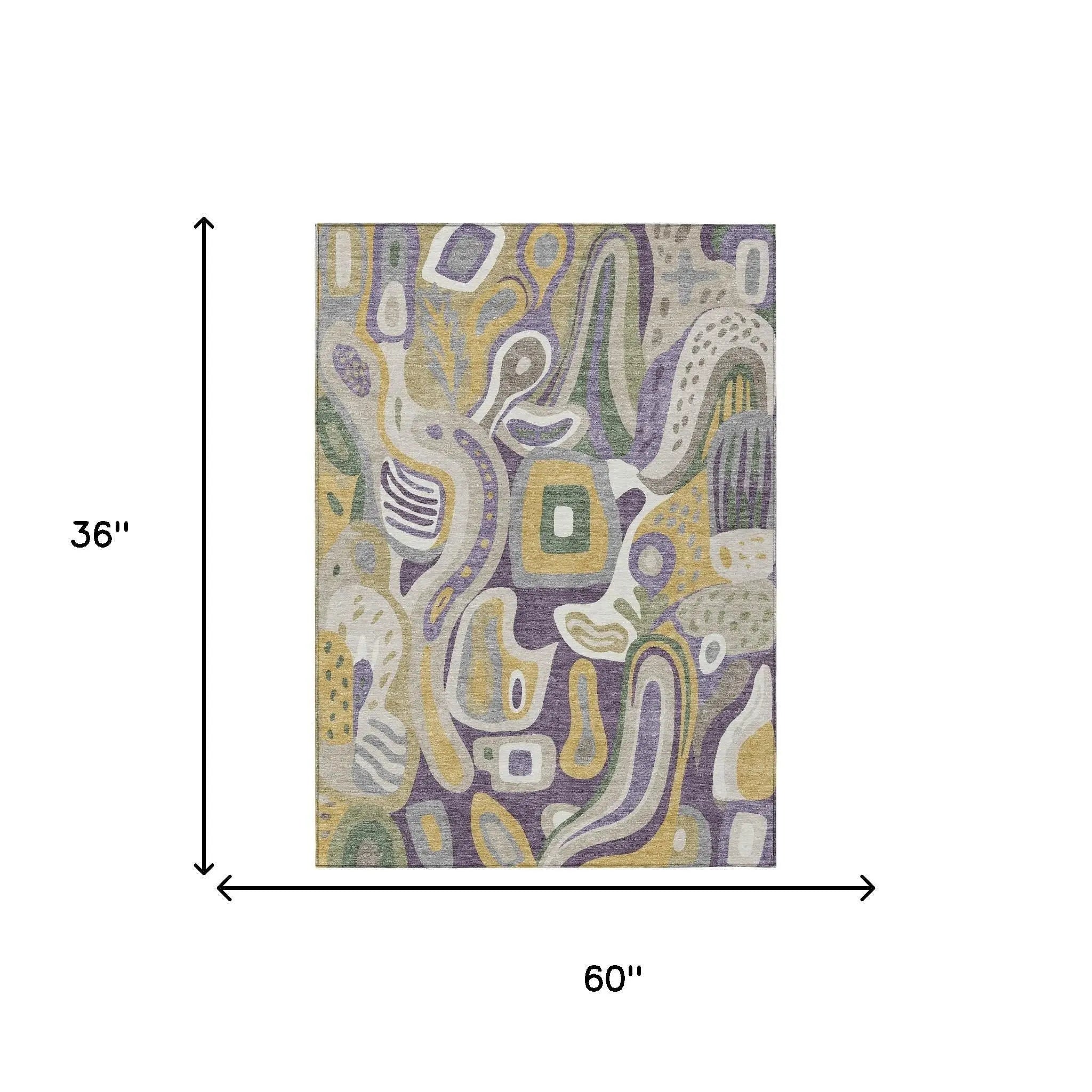 3' X 5' Plum And Green Abstract Washable Indoor Outdoor Area Rug Homeroots Outdoor