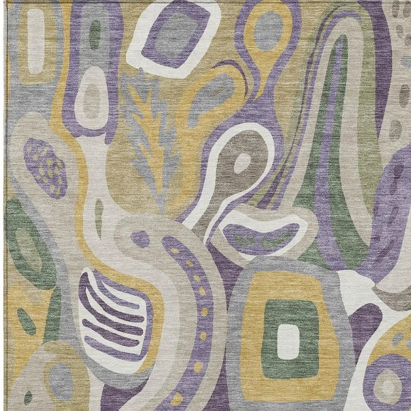 3' X 5' Plum And Green Abstract Washable Indoor Outdoor Area Rug Homeroots Outdoor