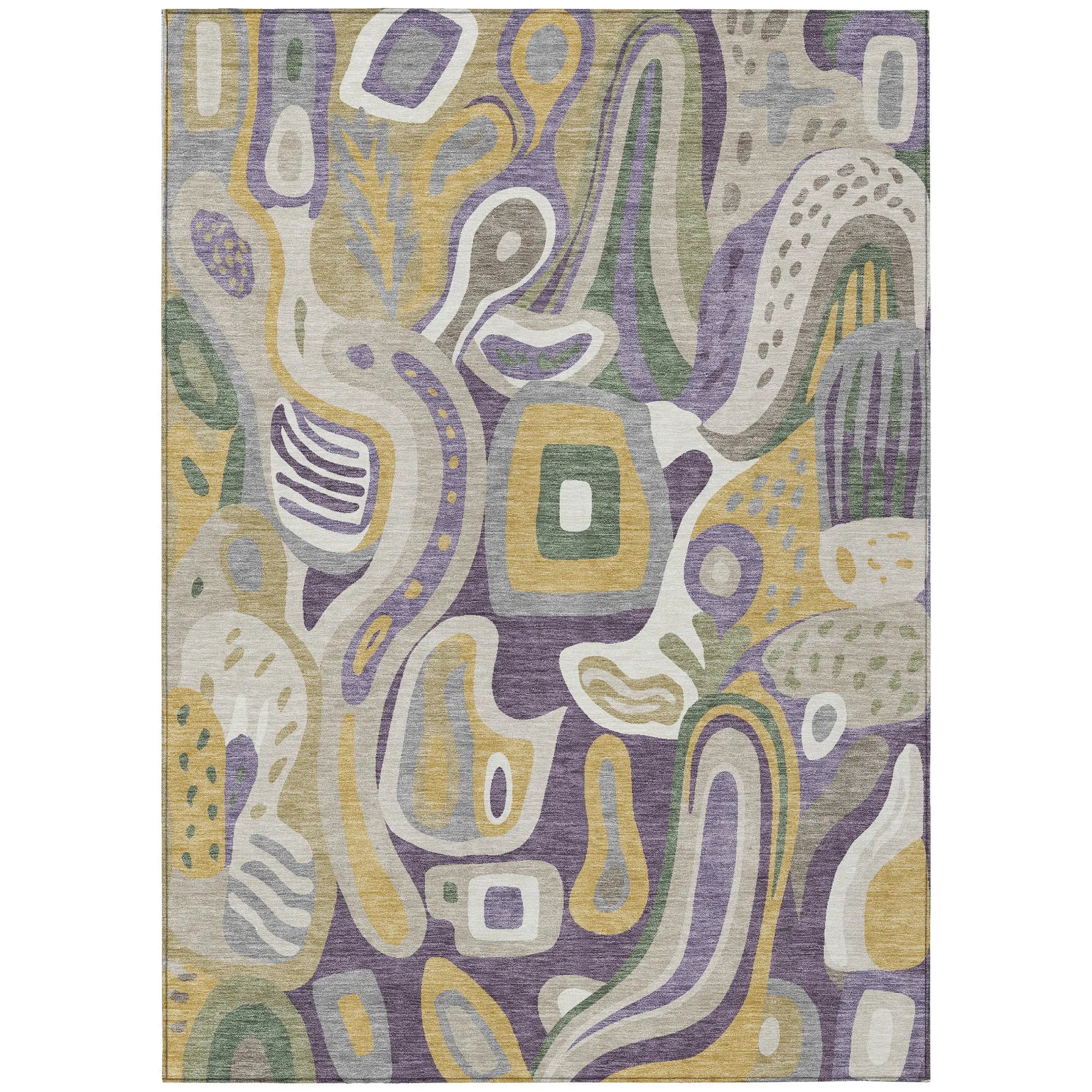 3' X 5' Plum And Green Abstract Washable Indoor Outdoor Area Rug Homeroots Outdoor