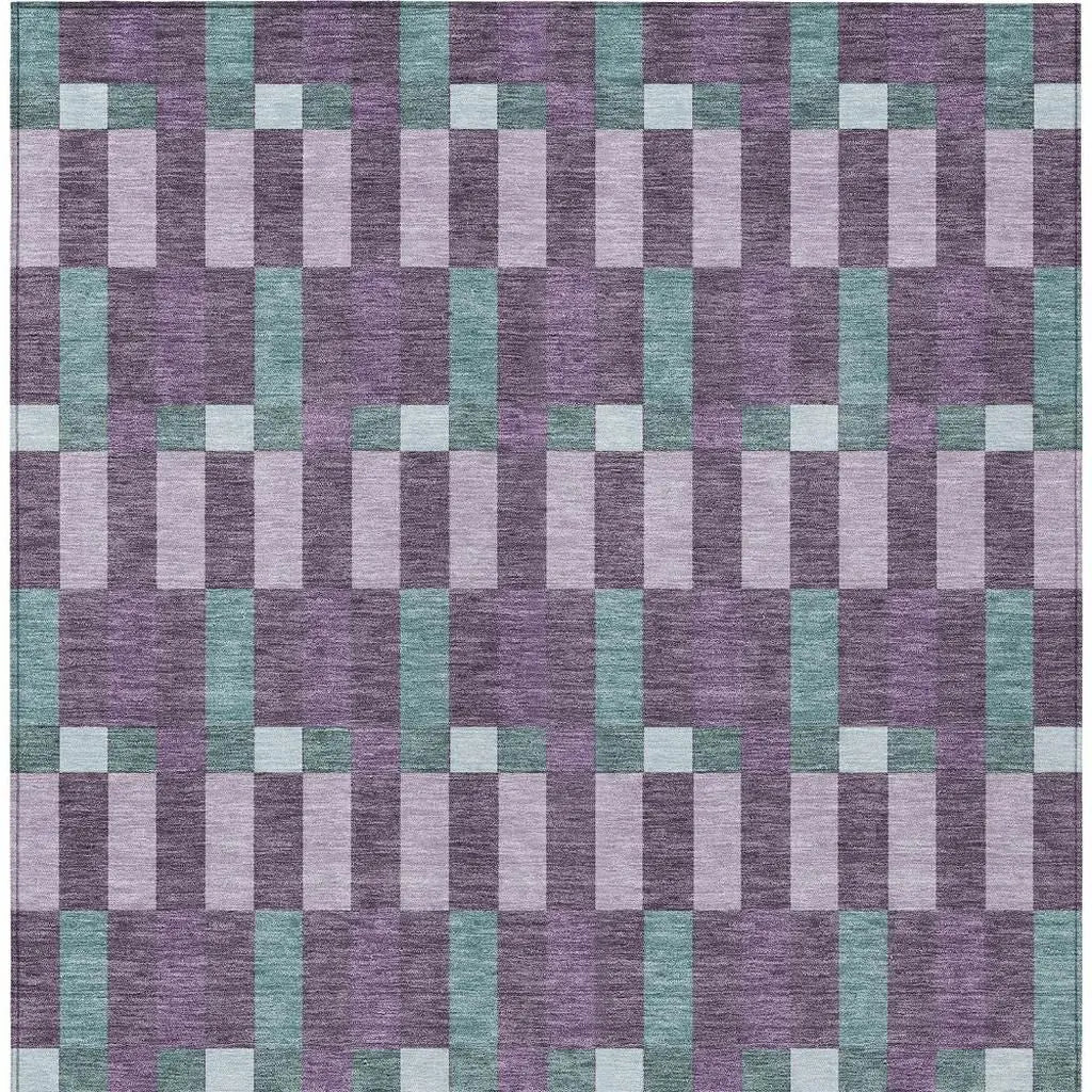 3' X 5' Plum And Lavender Geometric Washable Indoor Outdoor Area Rug Homeroots Outdoor