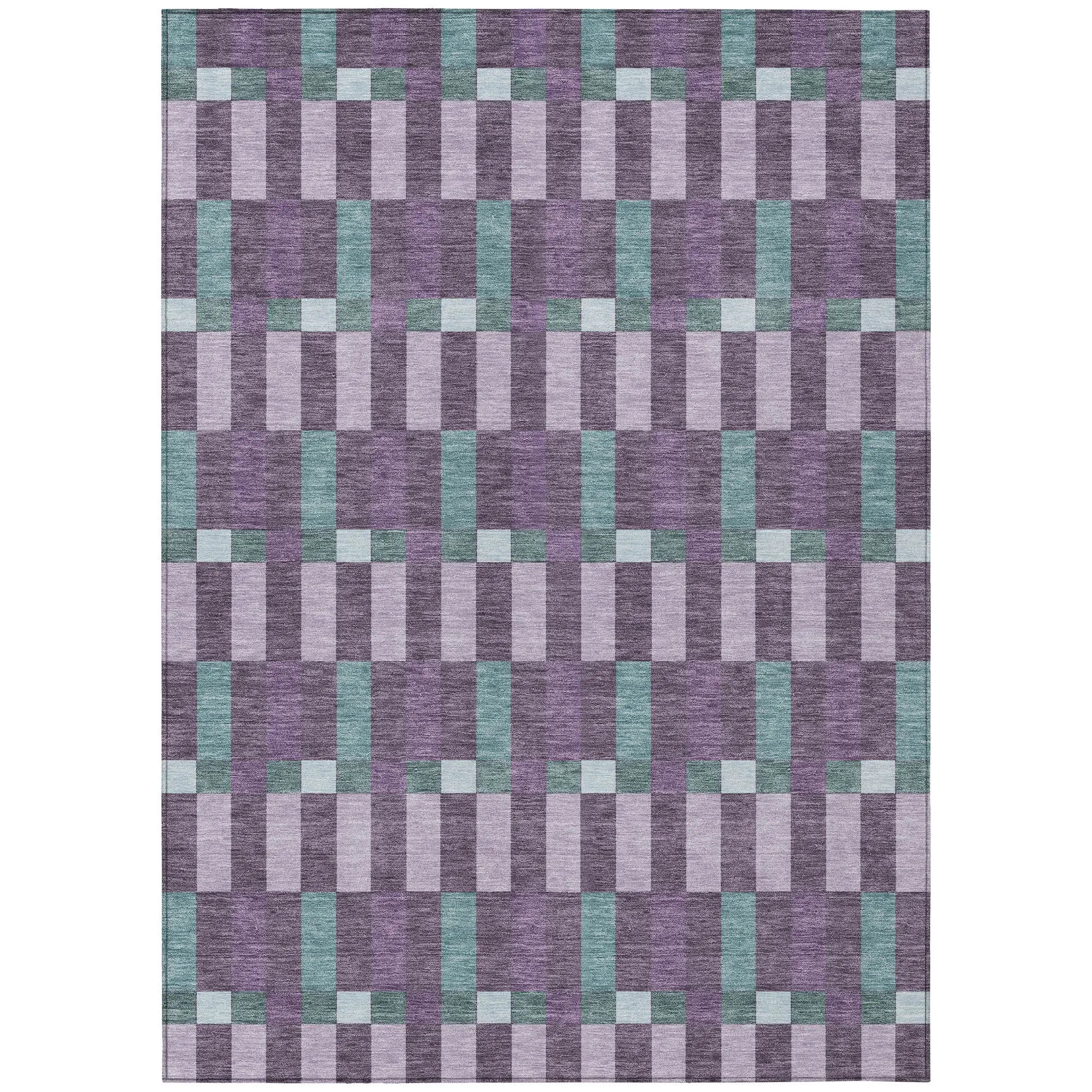 3' X 5' Plum And Lavender Geometric Washable Indoor Outdoor Area Rug Homeroots Outdoor