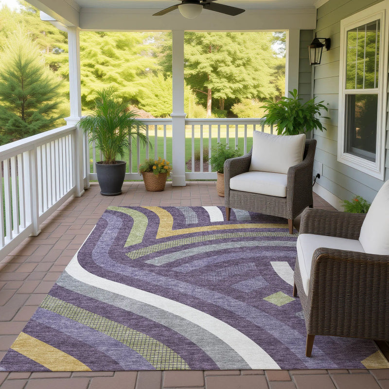 3' X 5' Plum And Purple Abstract Washable Indoor Outdoor Area Rug Homeroots Outdoor