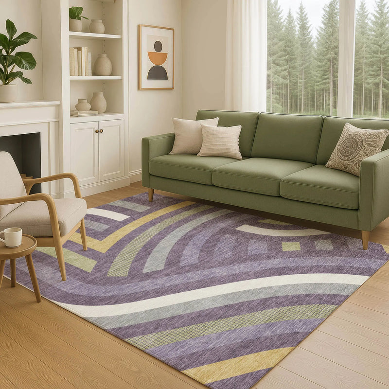 3' X 5' Plum And Purple Abstract Washable Indoor Outdoor Area Rug Homeroots Outdoor