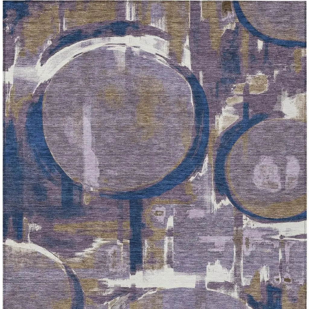 3' X 5' Plum And Purple Abstract Washable Indoor Outdoor Area Rug Homeroots Outdoor