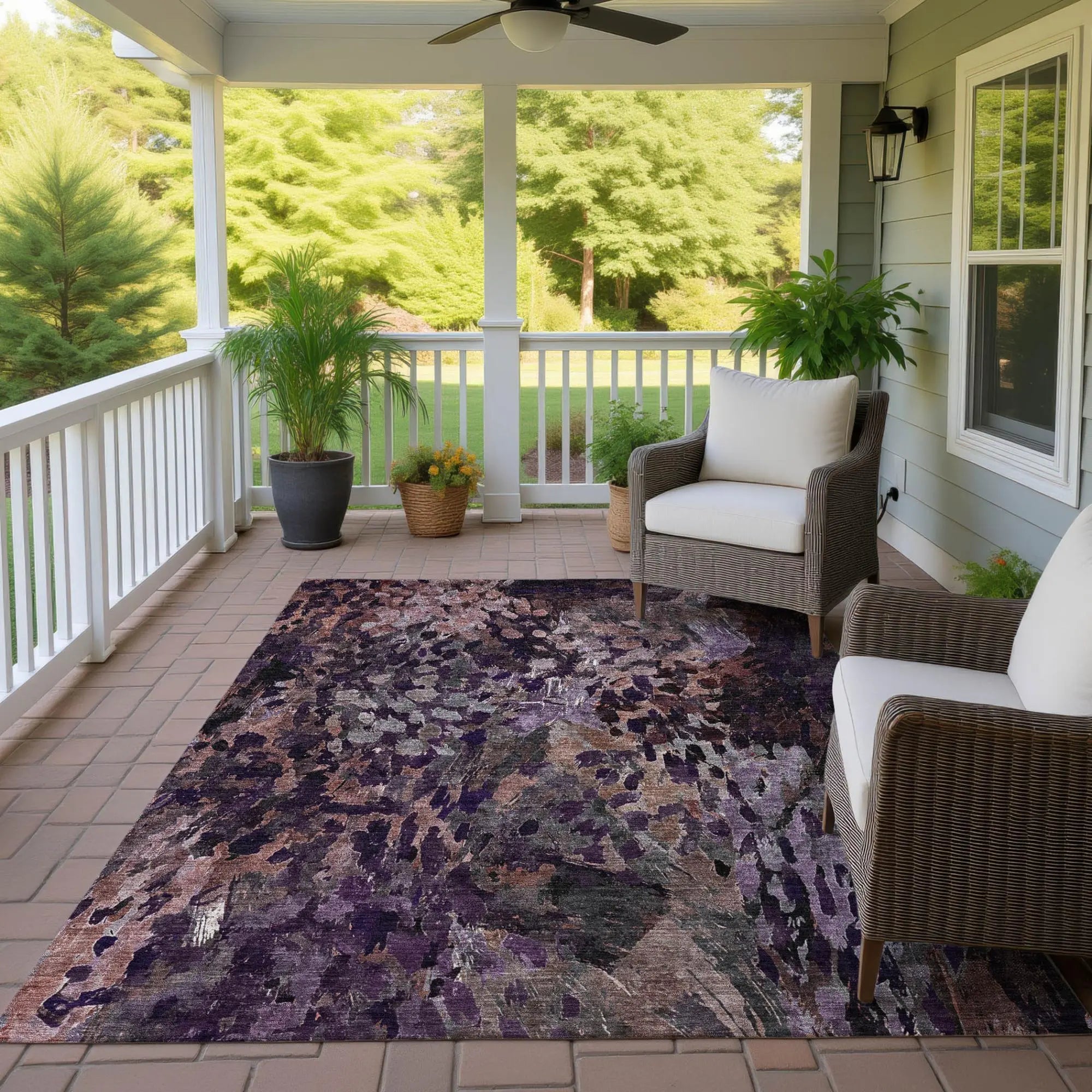 3' X 5' Plum And Purple Abstract Washable Indoor Outdoor Area Rug Homeroots Outdoor