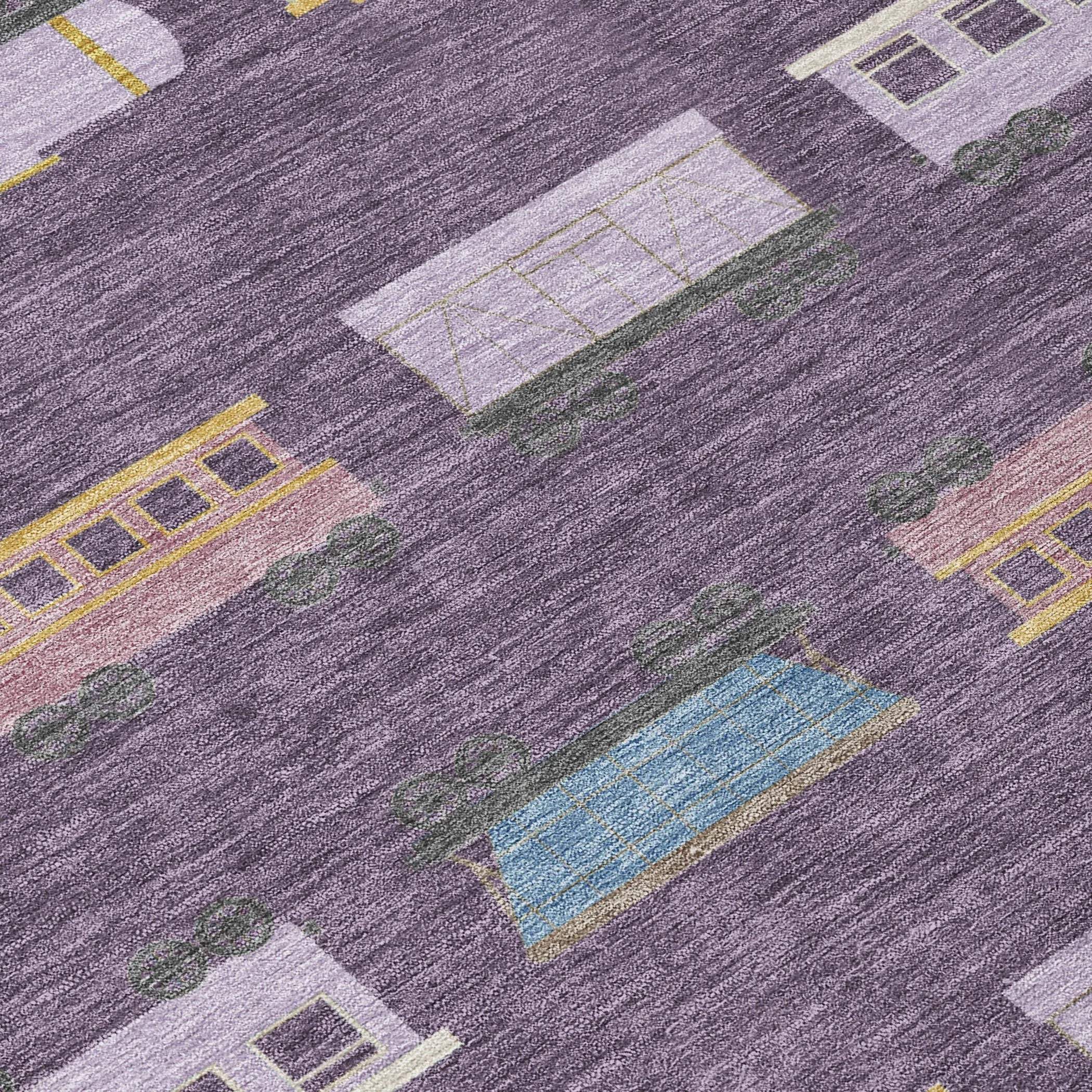 3' X 5' Plum And Purple Abstract Washable Indoor Outdoor Area Rug Homeroots Outdoor