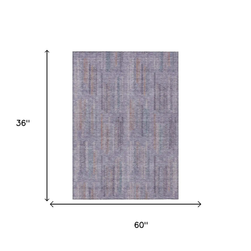3' X 5' Plum And Purple Abstract Washable Indoor Outdoor Area Rug Homeroots Outdoor