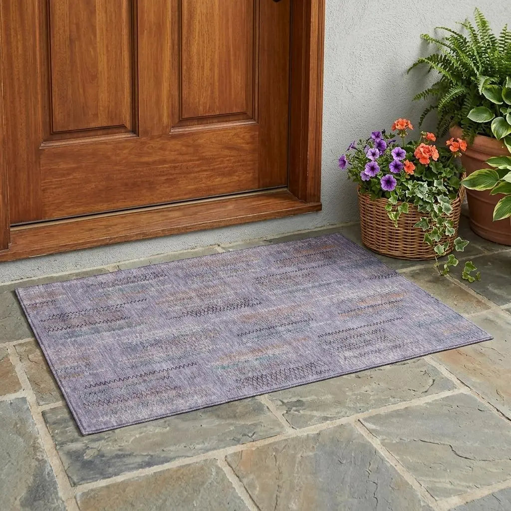 3' X 5' Plum And Purple Abstract Washable Indoor Outdoor Area Rug Homeroots Outdoor