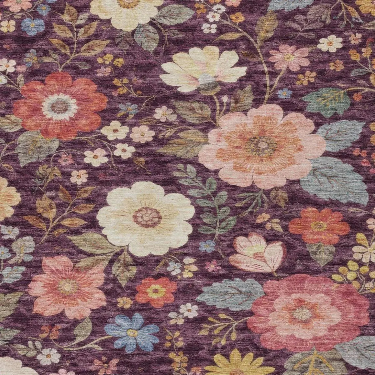 3' X 5' Plum And Purple Floral Washable Indoor Outdoor Area Rug Homeroots Outdoor