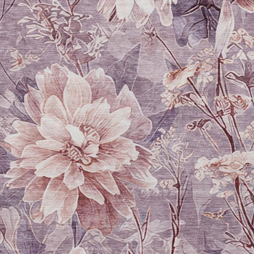 3' X 5' Plum And Purple Floral Washable Indoor Outdoor Area Rug Homeroots Outdoor