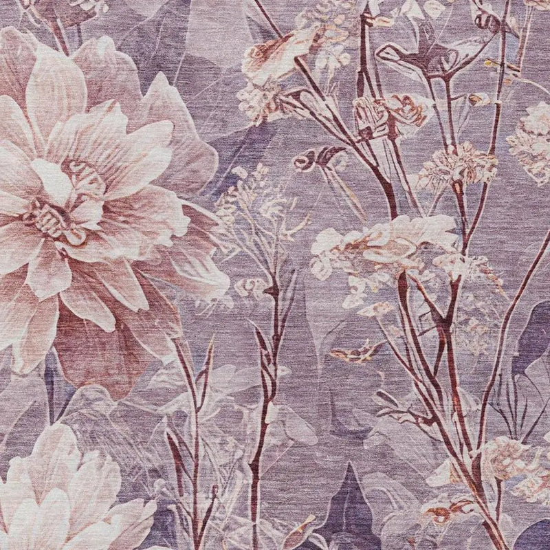 3' X 5' Plum And Purple Floral Washable Indoor Outdoor Area Rug Homeroots Outdoor