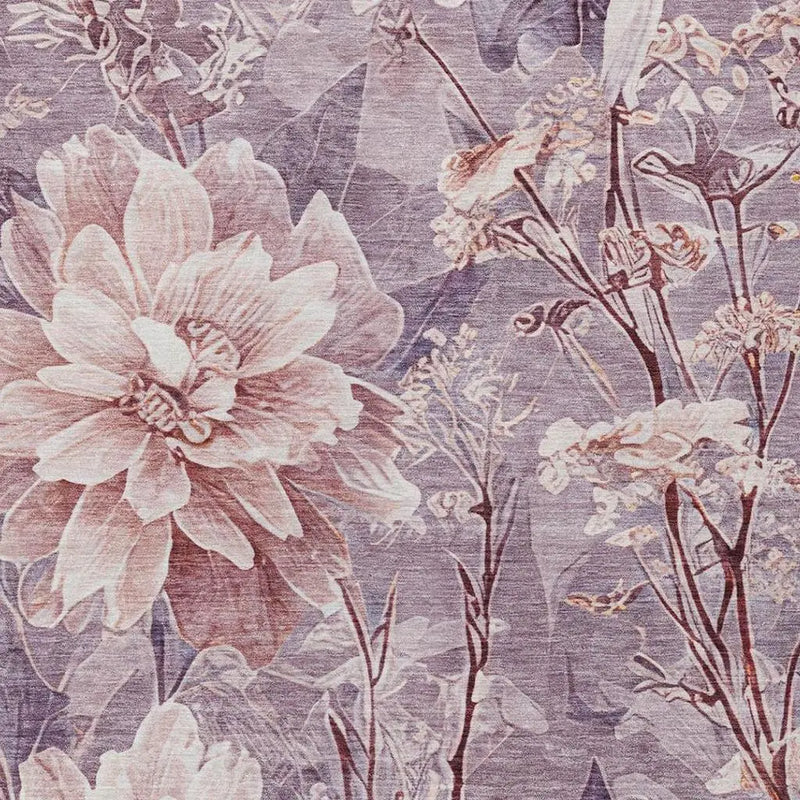 3' X 5' Plum And Purple Floral Washable Indoor Outdoor Area Rug Homeroots Outdoor