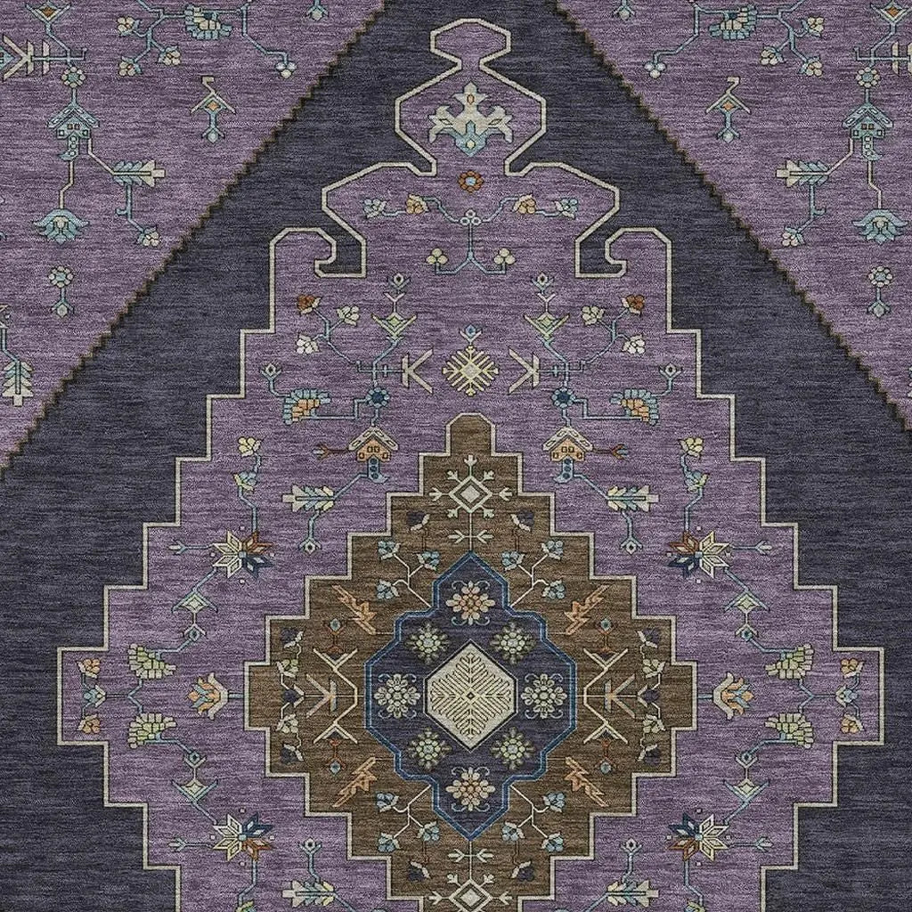 3' X 5' Plum And Purple Geometric Washable Indoor Outdoor Area Rug Homeroots Outdoor