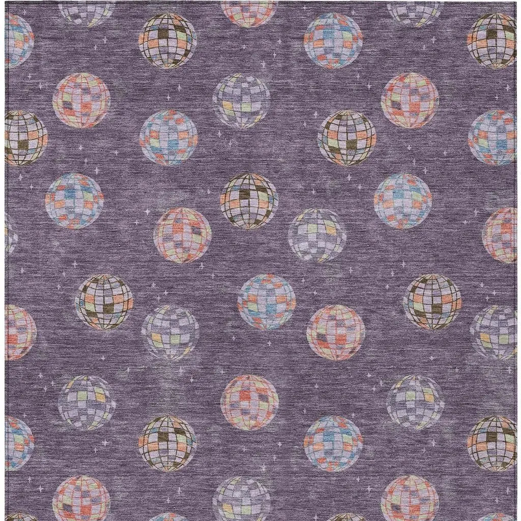 3' X 5' Plum And Purple Geometric Washable Indoor Outdoor Area Rug Homeroots Outdoor