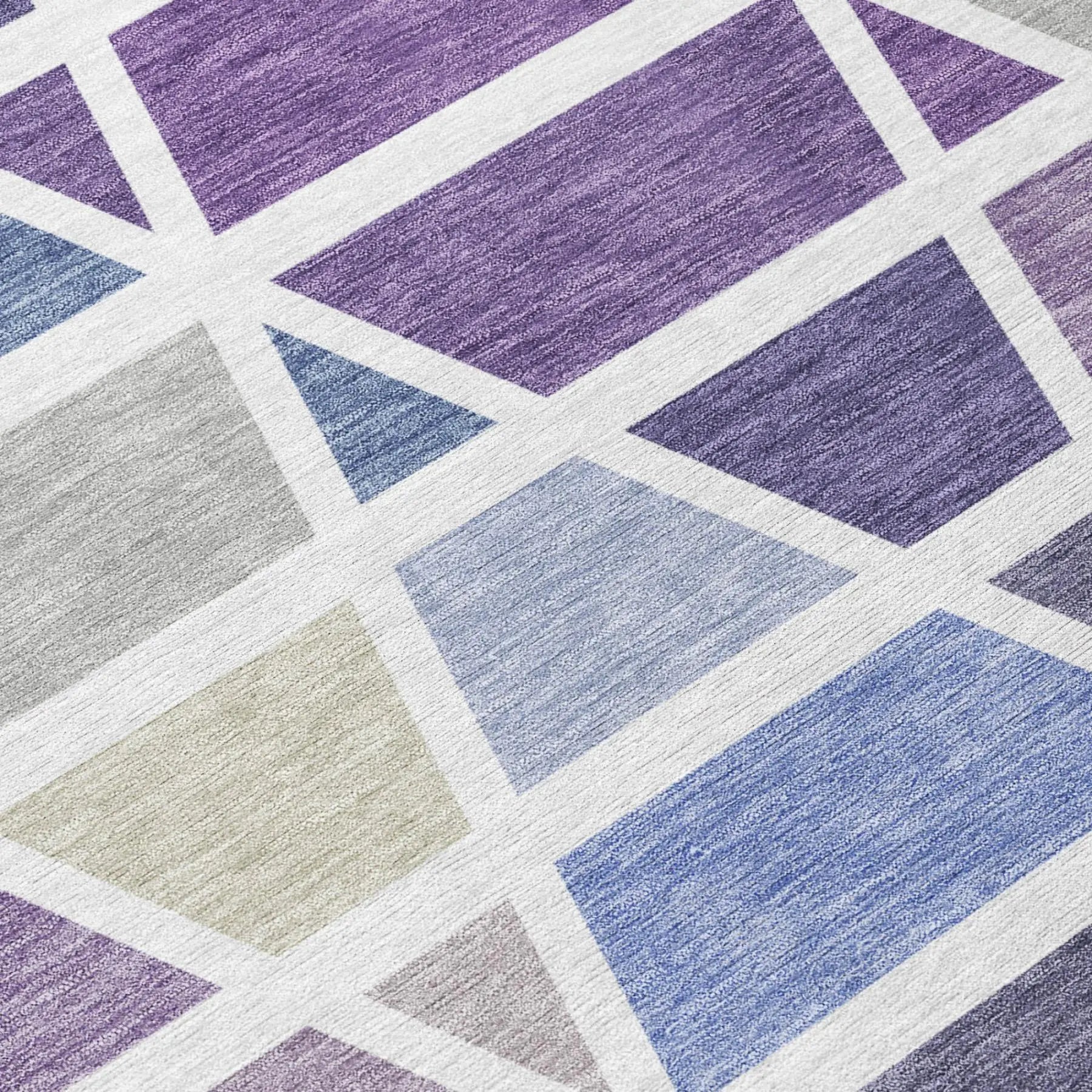 3' X 5' Plum And Purple Geometric Washable Indoor Outdoor Area Rug Homeroots Outdoor