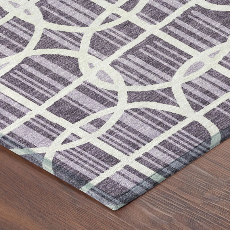 3' X 5' Plum And Purple Geometric Washable Indoor Outdoor Area Rug Homeroots Outdoor