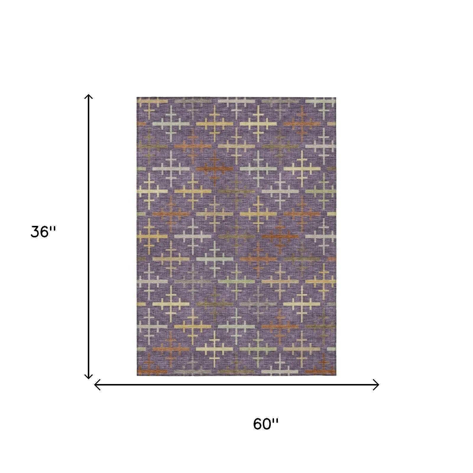 3' X 5' Plum And Purple Geometric Washable Indoor Outdoor Area Rug Homeroots Outdoor