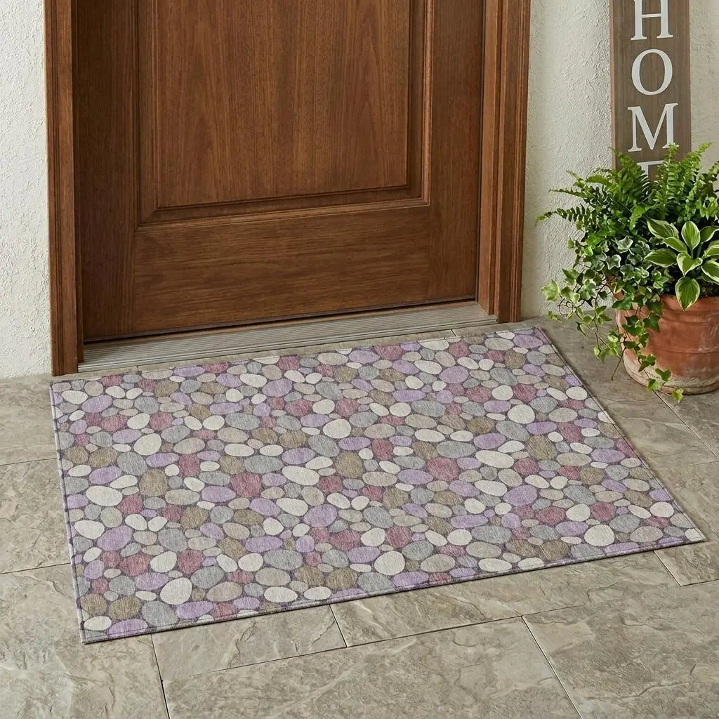 3' X 5' Plum And Purple Geometric Washable Indoor Outdoor Area Rug Homeroots Outdoor