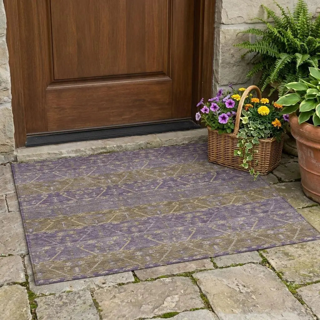 3' X 5' Plum And Purple Oriental Washable Indoor Outdoor Area Rug Homeroots Outdoor