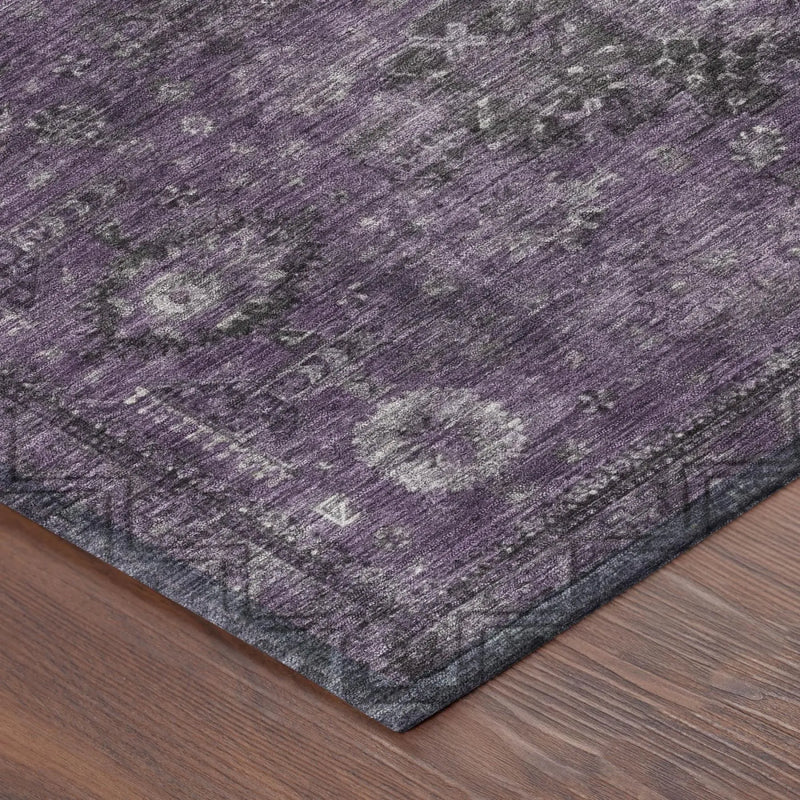 3' X 5' Plum And Purple Oriental Washable Indoor Outdoor Area Rug Homeroots Outdoor