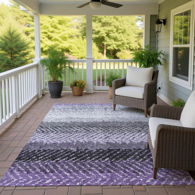 3' X 5' Plum And Purple Striped Washable Indoor Outdoor Area Rug Homeroots Outdoor