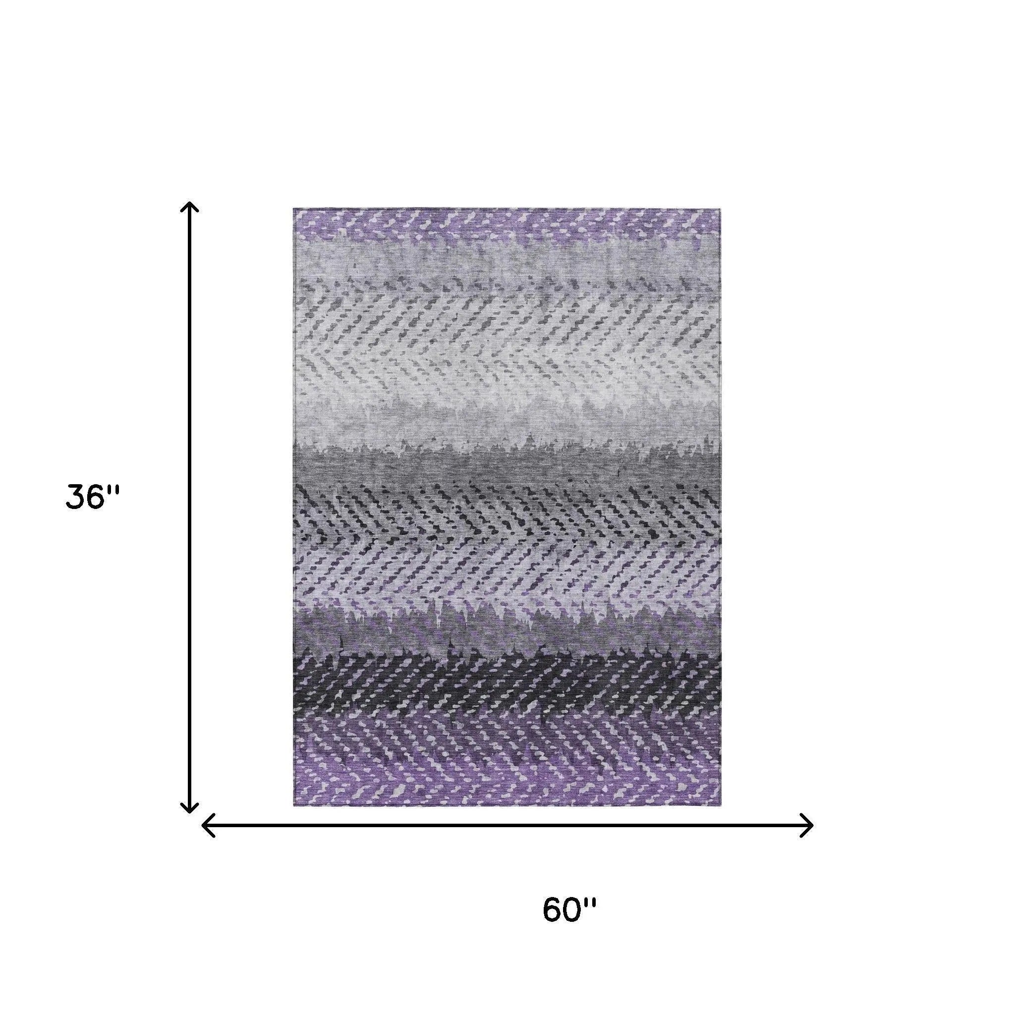 3' X 5' Plum And Purple Striped Washable Indoor Outdoor Area Rug Homeroots Outdoor