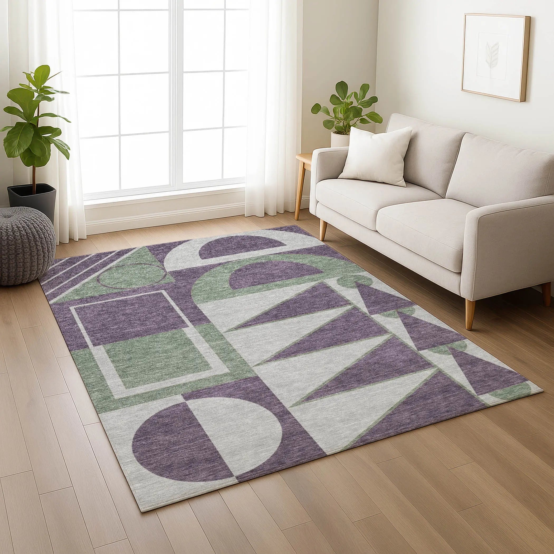 3' X 5' Plum And Silver Geometric Washable Indoor Outdoor Area Rug Homeroots Outdoor