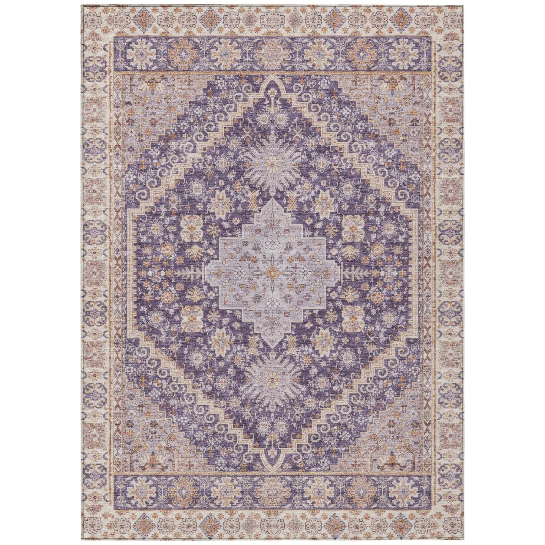 3' X 5' Purple And Blush Oriental Washable Indoor Outdoor Area Rug Homeroots Outdoor