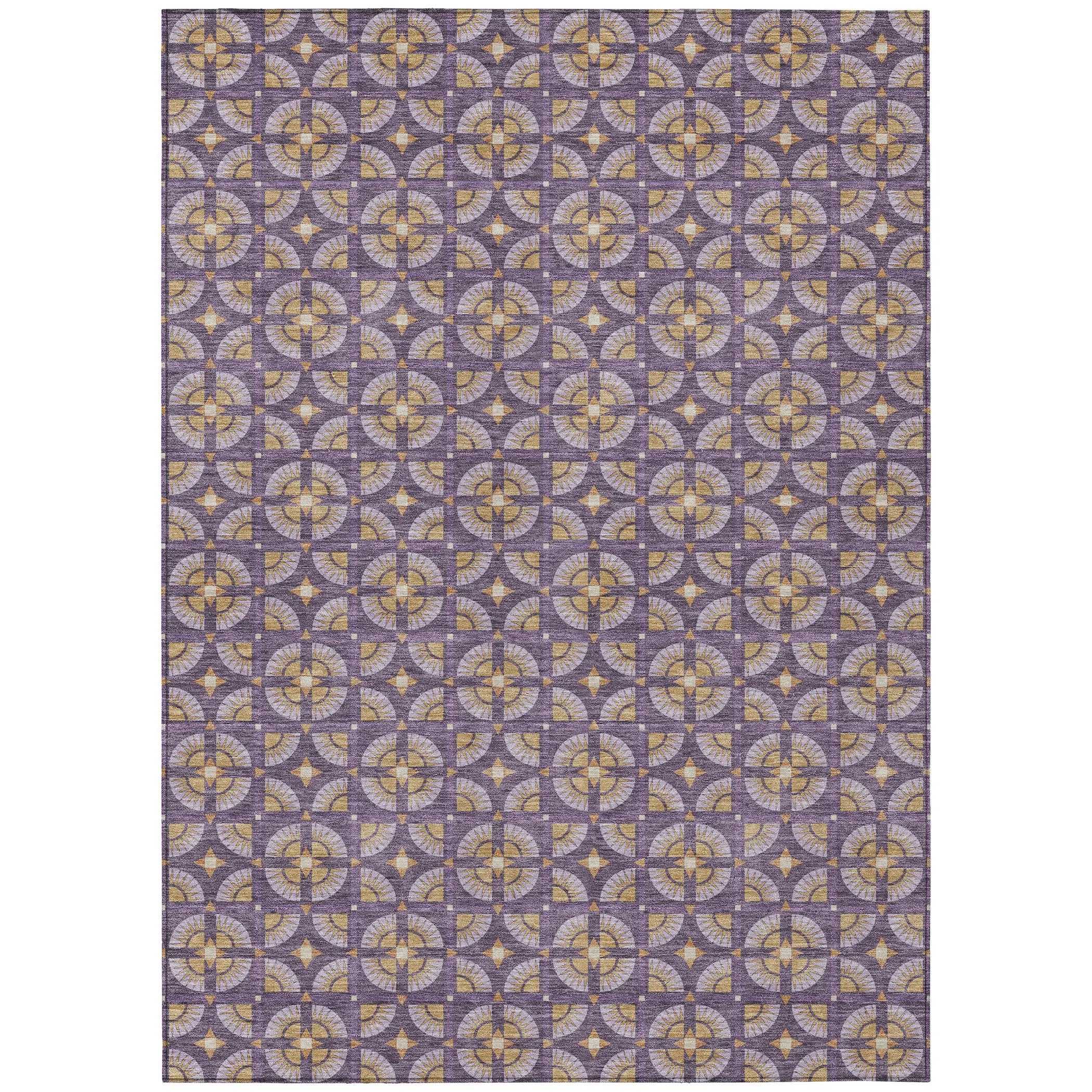 3' X 5' Purple And Gold Geometric Washable Indoor Outdoor Area Rug Homeroots Outdoor