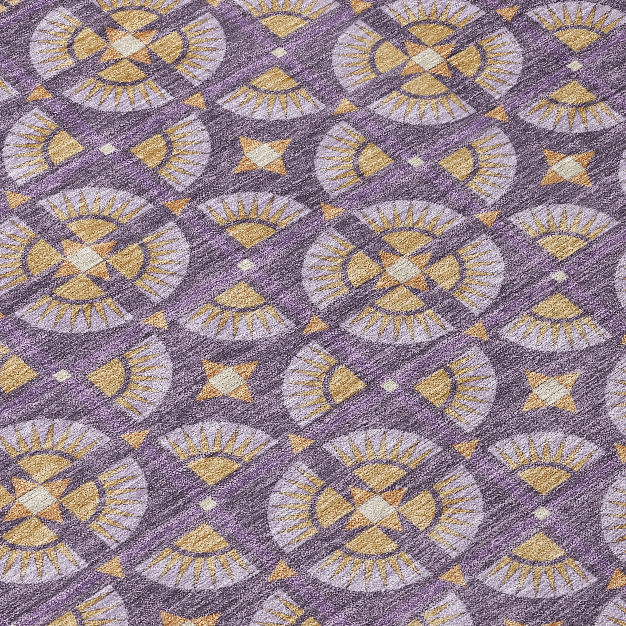 3' X 5' Purple And Gold Geometric Washable Indoor Outdoor Area Rug Homeroots Outdoor